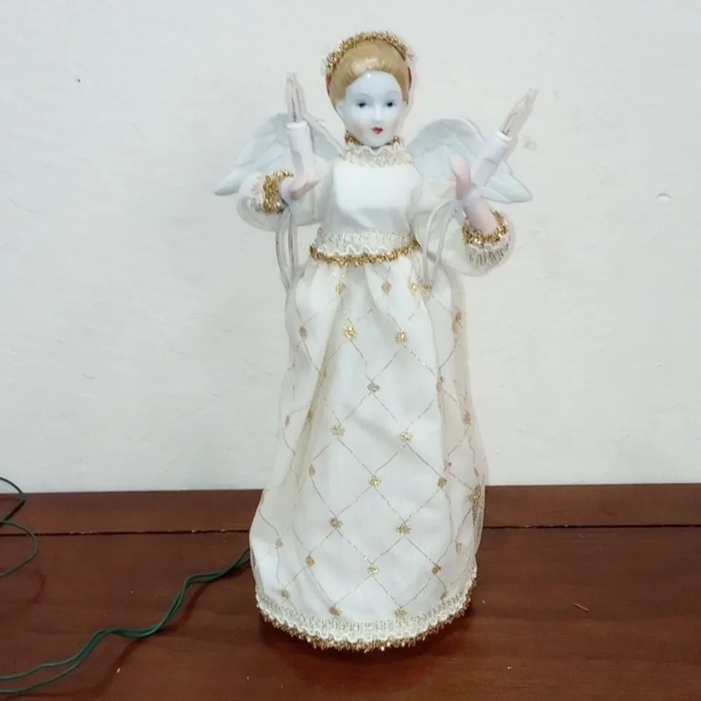 Vintage Silvestri Angel Tree Top, Porcelain Head And Wings